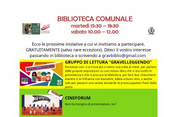 Nuovi eventi della Biblioteca Comunale