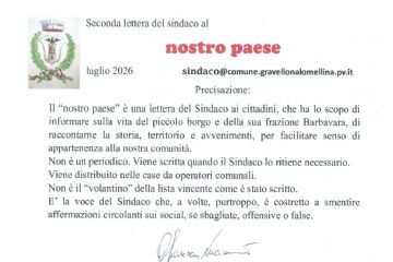 Seconda lettera del Sindaco 